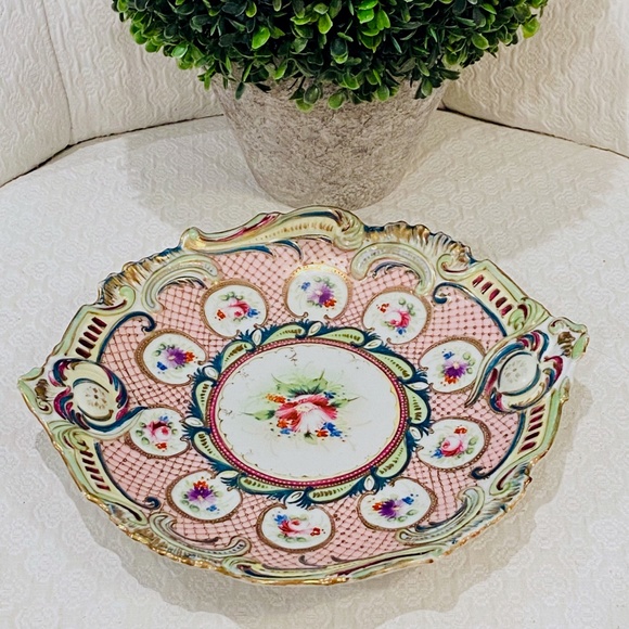 AP5--RARE Antique Paris Ware/Old Paris Hand Painted Floral & Gold Gilding Dish - Picture 3 of 10
